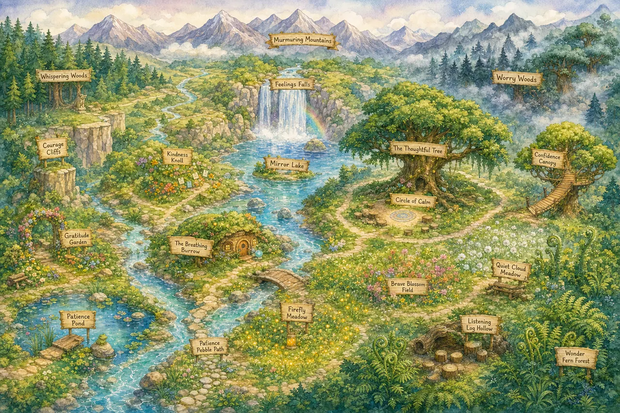 Illustrated map of the Valley of Calm