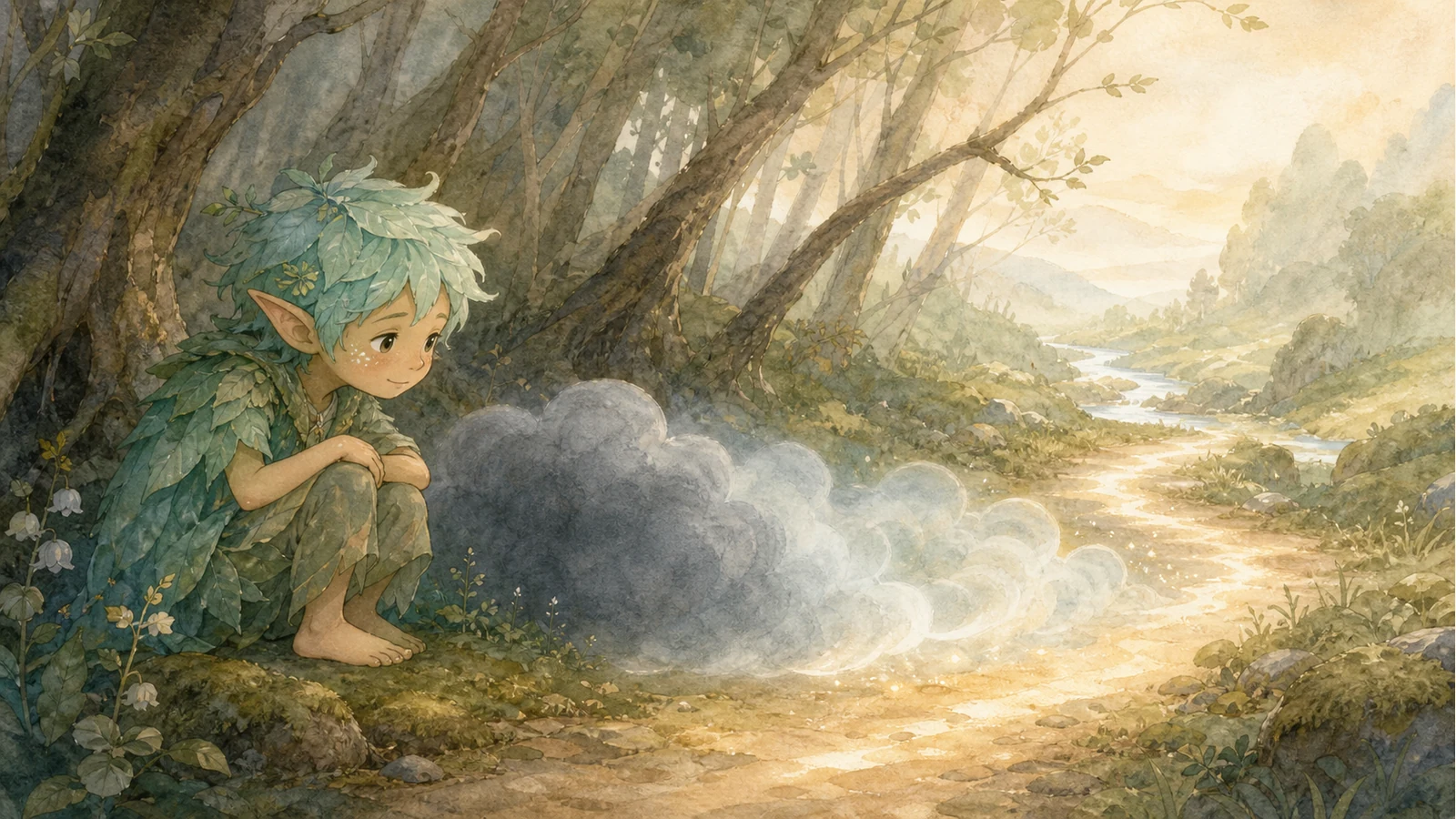 A Menthol Elf style illustration of gentle magic glowing beside a child's feelings without making them disappear.
